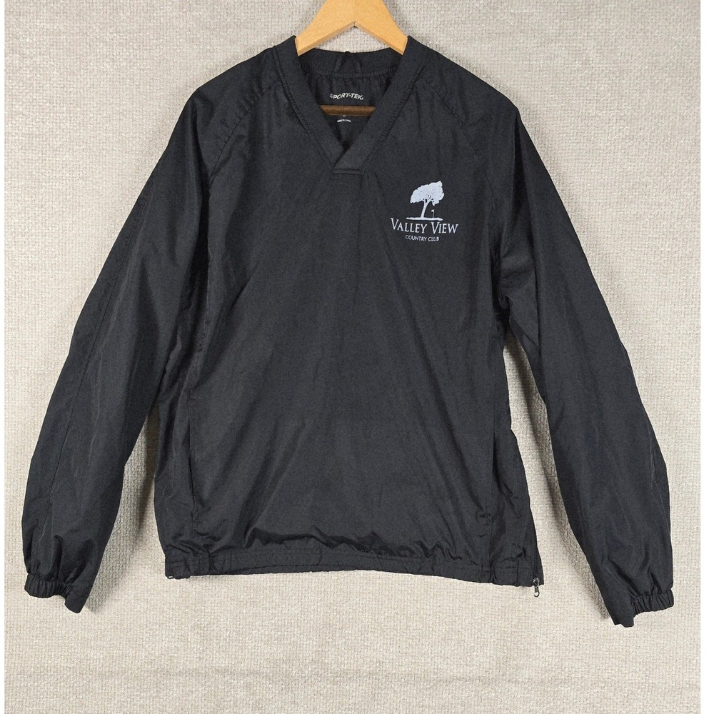 Sport-Tek Mens Black Valley View Country Club V-Neck Windbreaker Pullover Medium